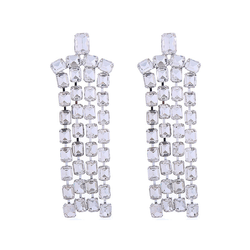 Wholesale Diamond Long Tassel Earrings